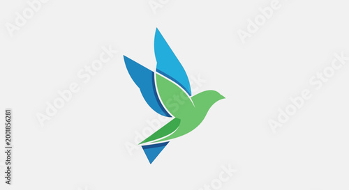 Green Bird In Flight.