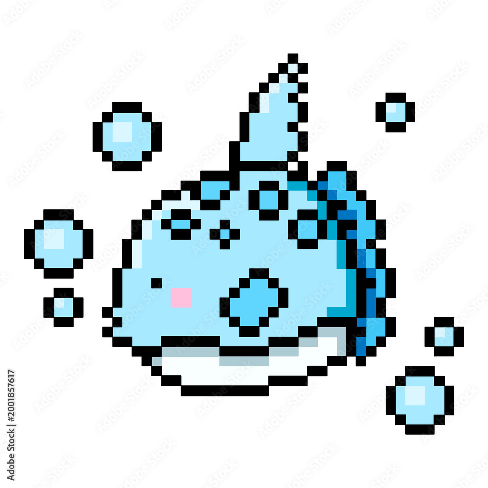 Fototapeta premium Flat Design Pixel Art Mola Mola Sunfish Illustration
