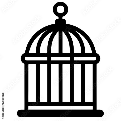 Black birdcage icon, bird cage symbol, aviary illustration, pet enclosure vector