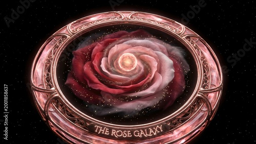 This mesmerizing digital artwork blends the elegance of a rose with the vastness of the cosmos. 