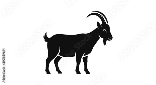 Φωτογραφία Eid ul Adha Black goat silhouette, standing goat icon, animal symbol, farm creat