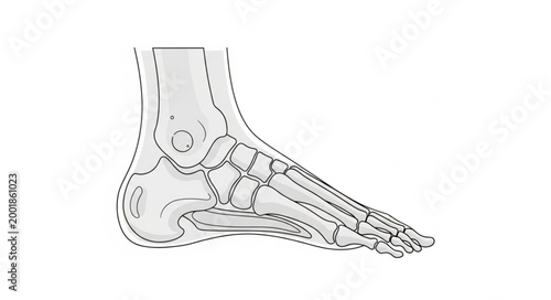 Obraz na plátně Anatomical illustration of the human foot bones and structure.