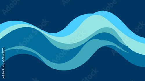 Abstract wavy blue graphic design element.