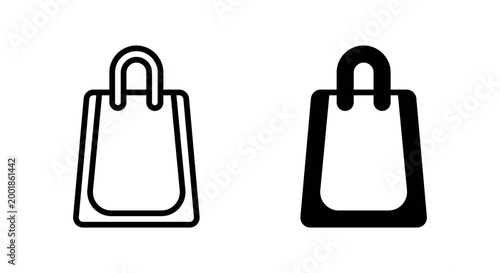 Tote shopping bag icon in outline and solid style for retail store and e-commerce