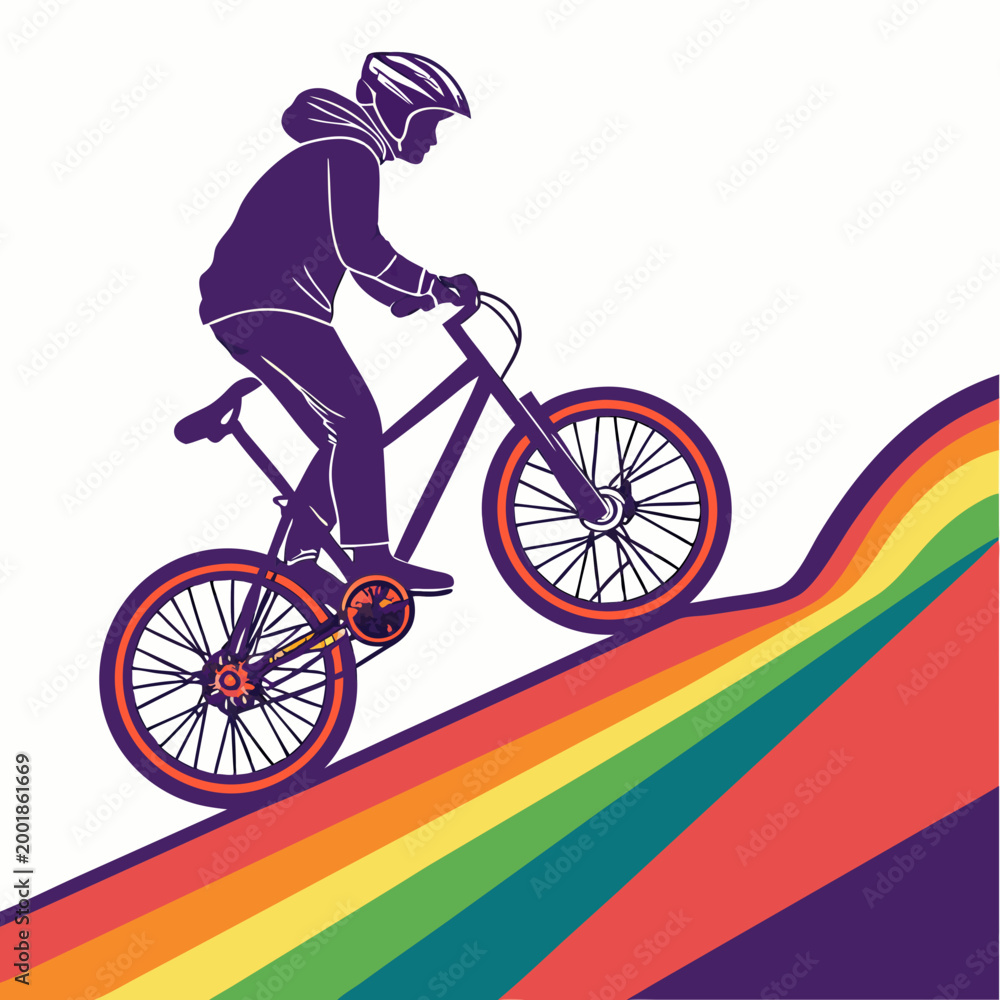 Fototapeta premium Colorful Bike Silhouette Vector Illustration