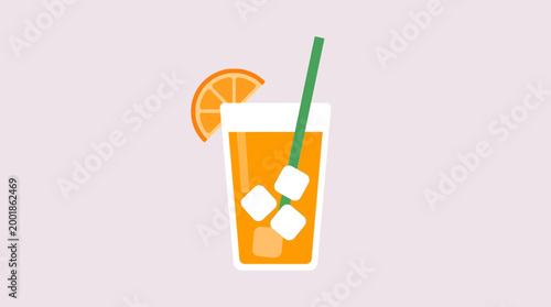 Refreshing orange drink with ice cubes.
