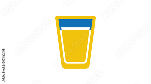 A simple yellow and blue glass.