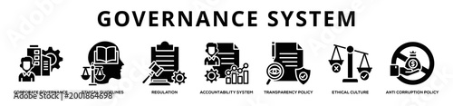 Governance System web banner icon illustration