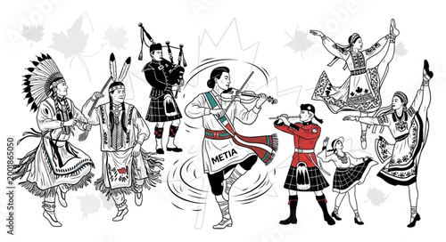 Traditional Cultural Dance Performance with Multiple Dancers.