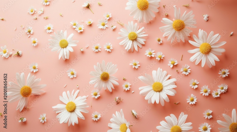 Obraz premium White daisies peach background