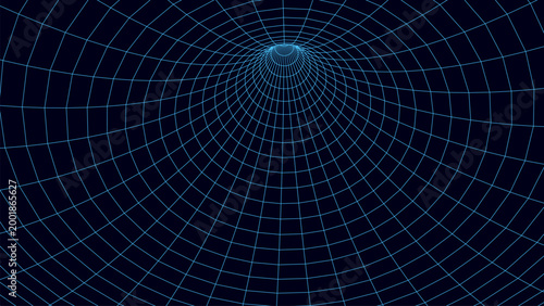 Fotografía Abstract wireframe blue tunnel
