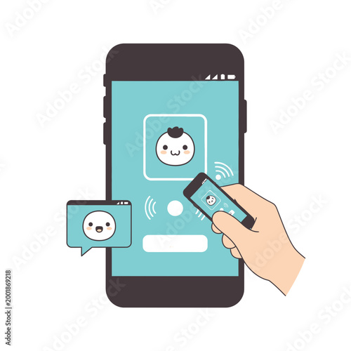 Cartoon hand activating two factor authentication on a smartphone