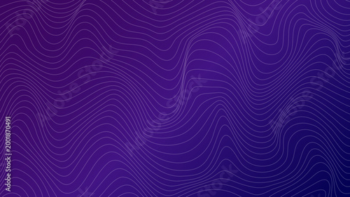 Dark purple abstract wave texture. High resolution fluid motion graphic. Topography map concept wallpaper. Minimal linear aesthetic for professional presentation.