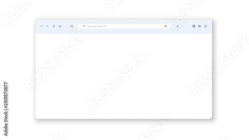 Modern web browser interface in a bright transparent theme, featuring a simplified toolbar with search input and essential icons, clean page