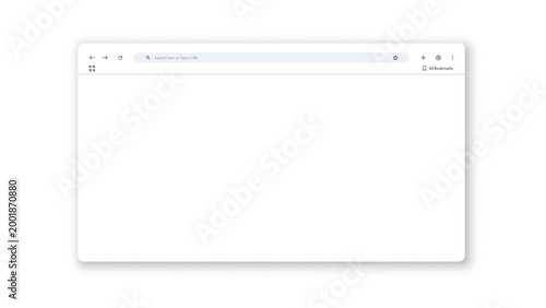 Open web browser interface in light mode, featuring a prominent search bar, navigation arrows, and various icons on an empty page