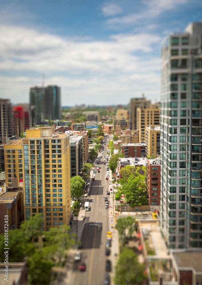 Fototapeta premium Cityscape View from Above - A Vibrant Urban Scene in Toronto.