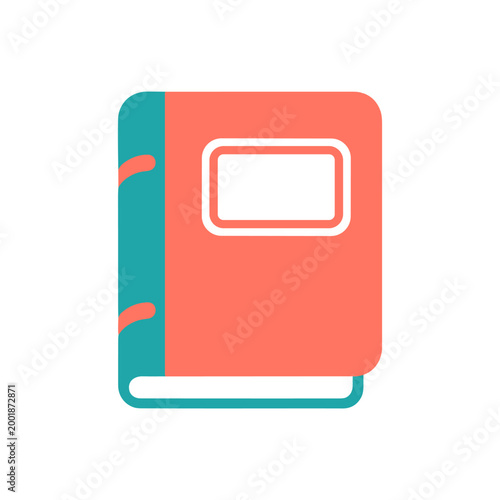 Free Download Colorful notebook with teal spine and pink cover featuring blank white label on a white background minimalist design modern stationery - GFXLoad
