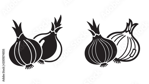 Simple Black and White Farm Fresh Onion Illustrations