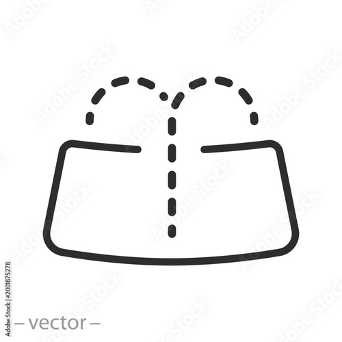 Windscreen washer icon, washer fluid, car dashboard, thin line symbol on white background - editable stroke vector illustration eps10