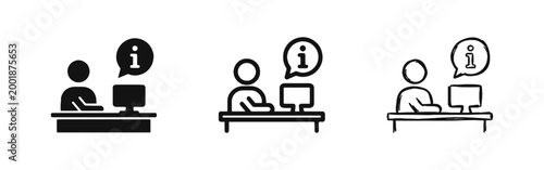 Information Desk Icon Set with Customer Service Representative