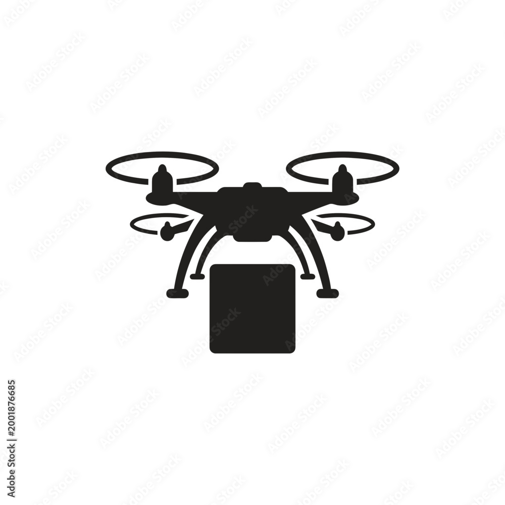 Naklejka premium Drone delivering package for modern logistics