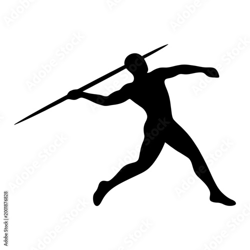 Silhouette of a Javelin Thrower in Action