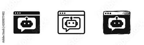 Chatbot Interface Icon Set in Browser Window