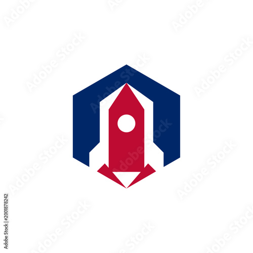 Unique simple Hexagon rocket Logo