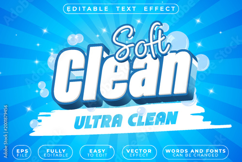 Soft Clean Foam Wash Vector Fully Editable Smart Object Text Effect