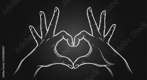 Tableau sur toile Hands Forming Heart Shape Illustration for Love and Care.