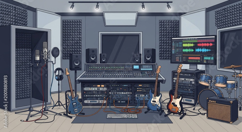 Professional Recording Studio Equipment and Audio Gear Setup.