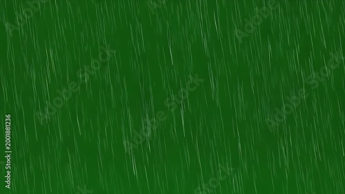 heavy rain looping over black background. Isolated Rain Loop on Black and green screen