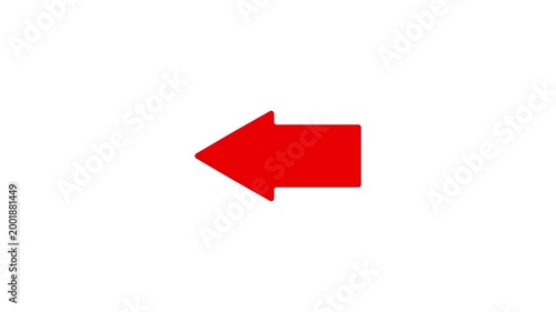 red arrow pointing left on green background,white background, alhpa channel. direction symbol indicating back or previous page. simple red pointer showing opposite direction.
