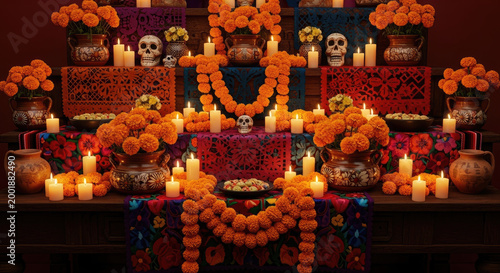 Day of the Dead altar setup.