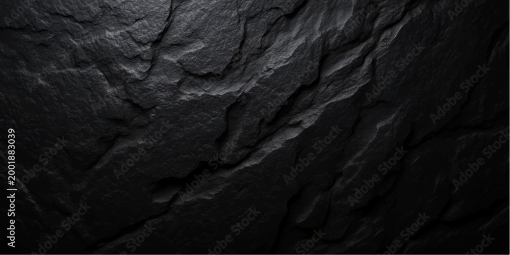 Fototapeta premium A dark wood and rock texture with a black and white grunge pattern on an old rough granite surface material