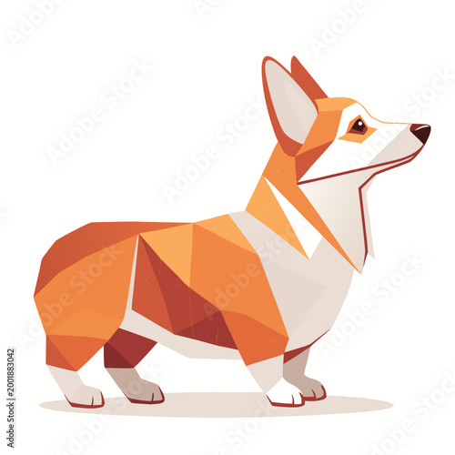 minimalist geometric corgi silhouette with soft rounded shapes vector
