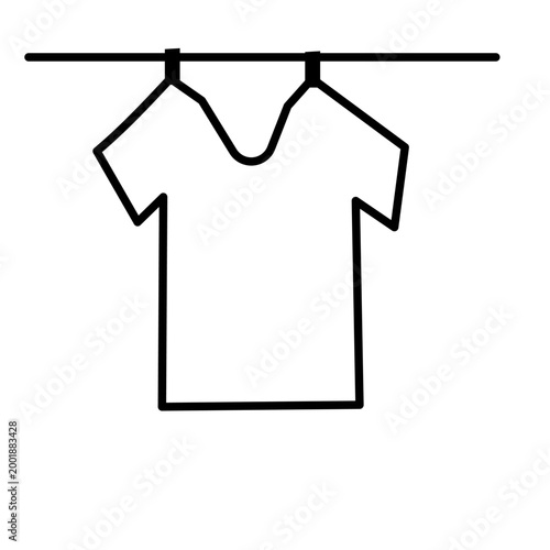 Tshirt Outline on Clothesline Vector Minimalist Simple Design