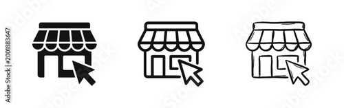 Online Store with Click Cursor Icons - E-commerce, Digital Shopping and Web Retail Concept