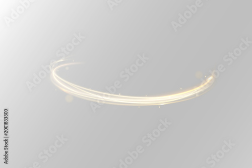 Tableau sur toile Smooth curved golden ribbon light PNG with glowing shine and twirl effect, elega