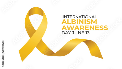 Photos International albinism awareness day gold ribbon illustration with typography ju