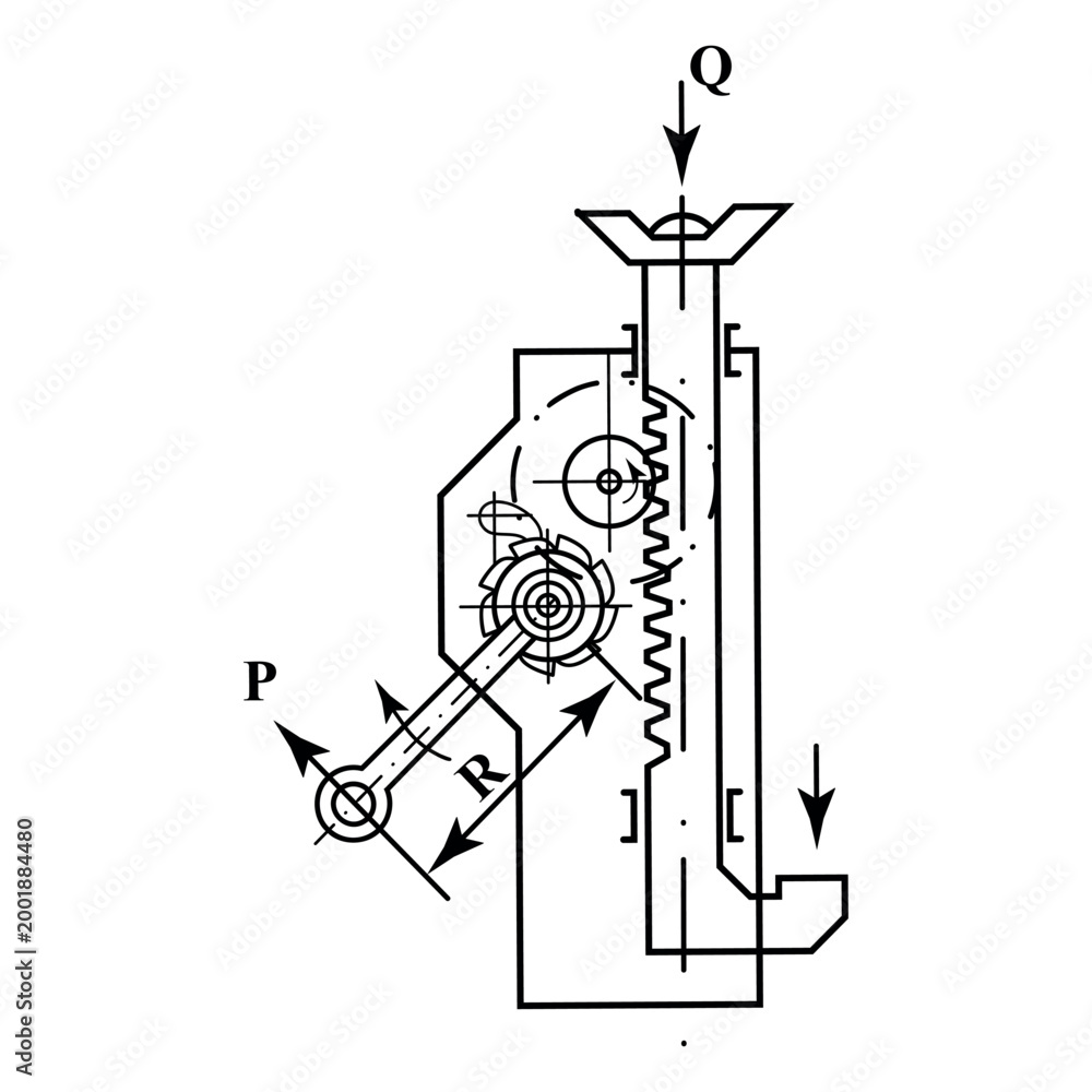 Obraz premium Vector engineering drawing of a rail jack. Technology background.