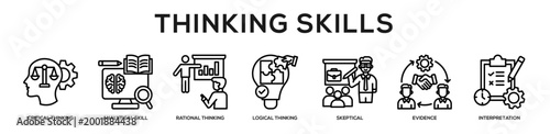 Thinking Skills web banner icon illustration concept
