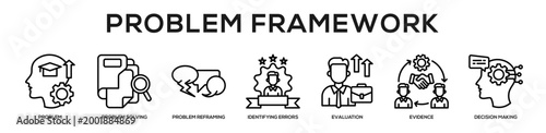 Problem Framework web banner icon illustration concept