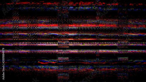 Glitch VHS Distortion Texture with RGB Noise and Digital Signal Interference