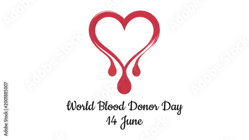 World blood donor day heart shaped blood drop illustration with typography 14 June healthcare awareness design for donation campaign banner poster
