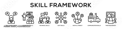 Skill Framework web banner icon illustration concept