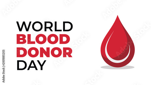 World blood donor day typography with red blood drop icon healthcare awareness design for donation campaign banner poster saving lives concept