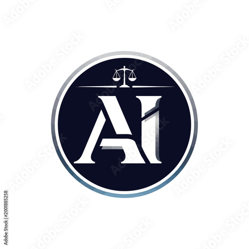 Logo design with scales and lettering.
