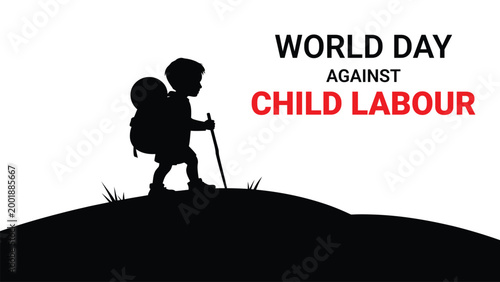 World day against child labour silhouette of working child with tool awareness concept social justice campaign design for protection banner poster