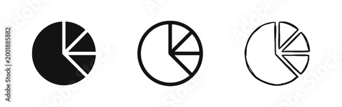 Pie chart graph data visualization icon set